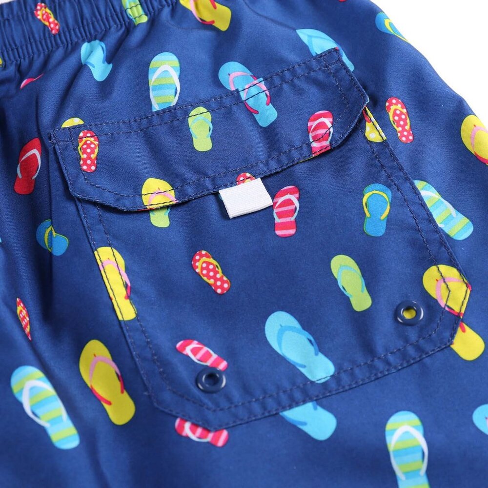 Boys' Blue Flip-flops Print Swim Trunks with Mesh Liner - Picture 5 of 7